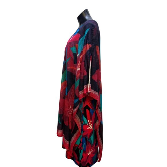 2p Tommy Bahama Floral Print Dress Matching Cover-Up Red Multicolor M - Picture 3 of 11